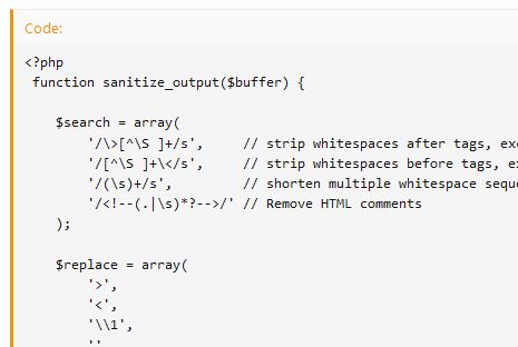Minify HTM PHP function