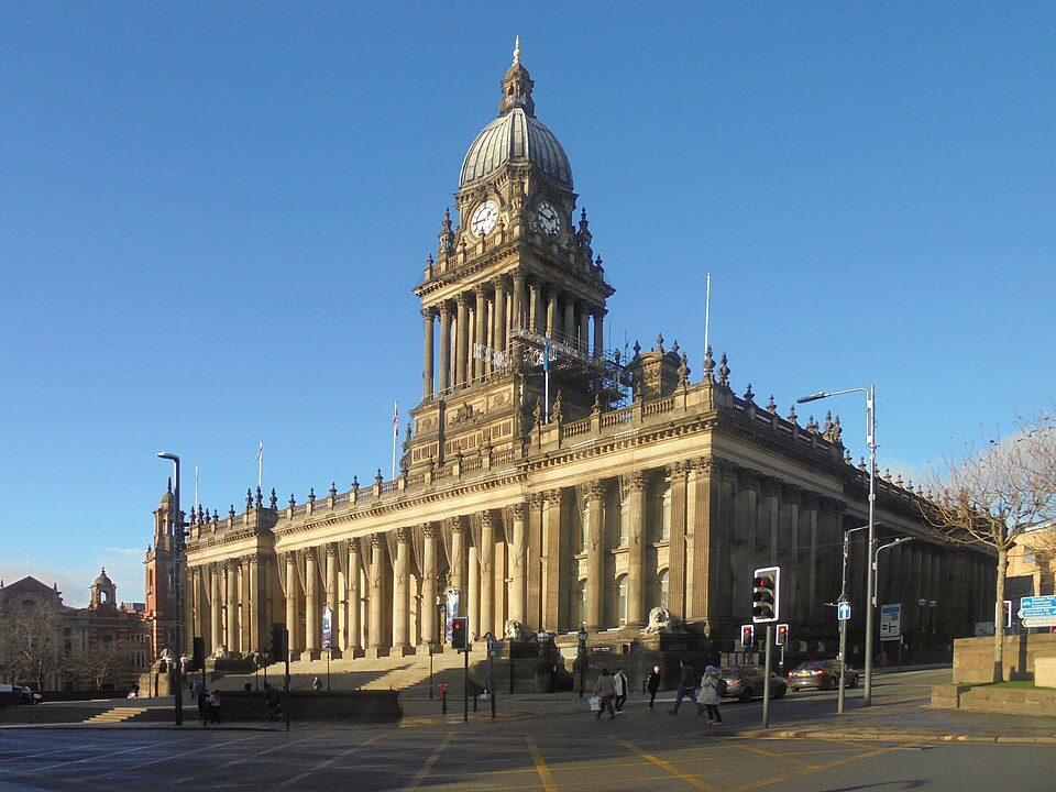 Leeds city town hall view