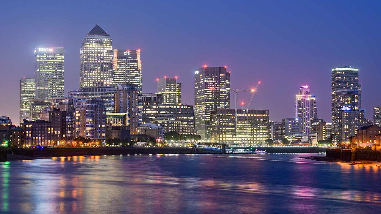 London skyline at dusk