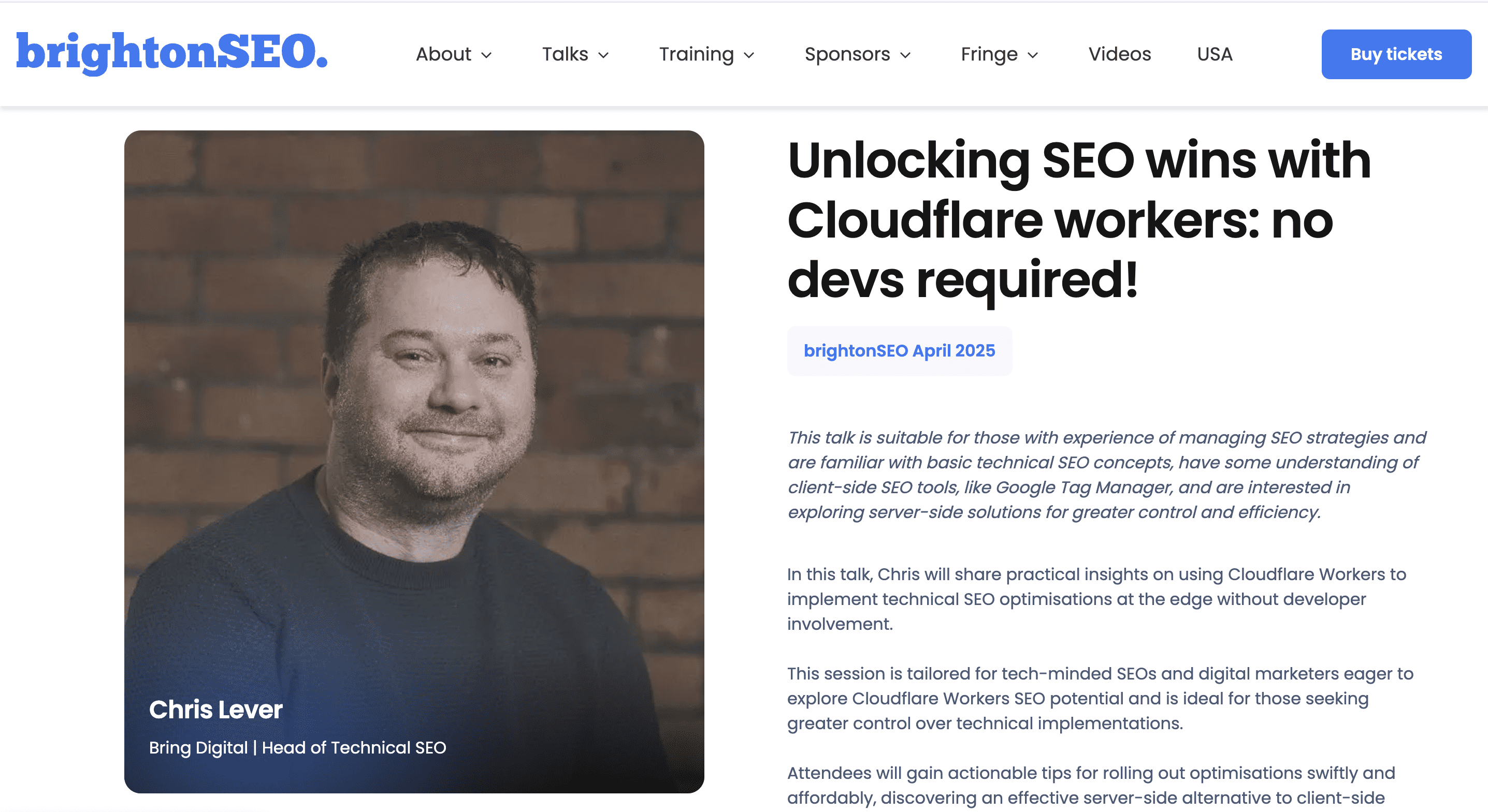 I’m speaking at BrightonSEO 2025
